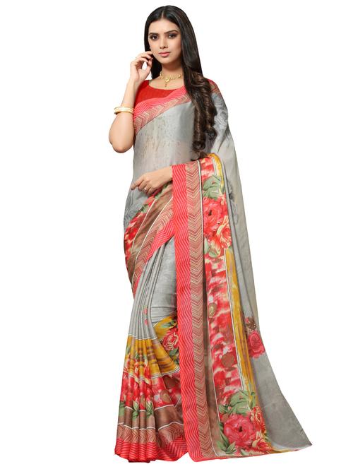 abstract printed saree with blouse - 17014033 - Very Small Image - 1