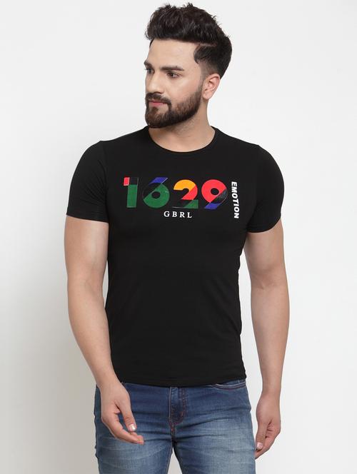 black typographic chest print t-shirt - 17014056 - Very Small Image - 1