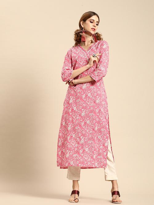 floral straight kurta - 17014185 - Very Small Image - 1
