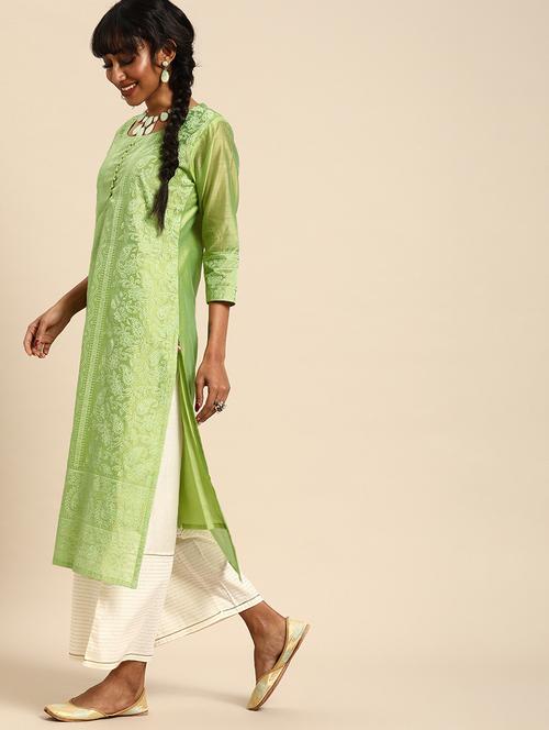 chikankari straight kurta - 17014191 - Very Small Image - 1