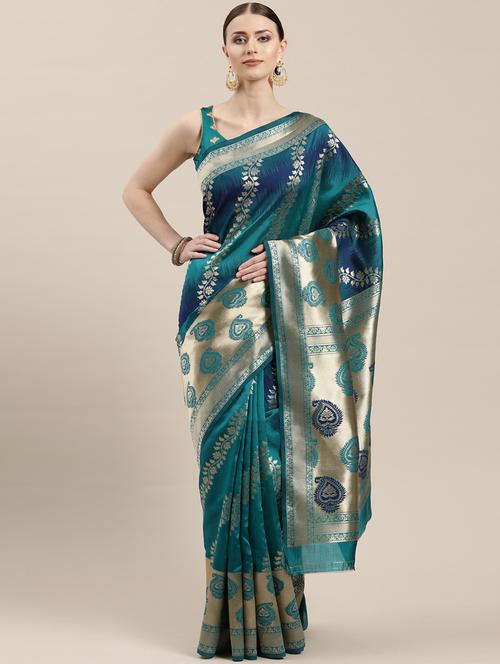 self design kanjivaram saree with blouse - 17014873 - Very Small Image - 1