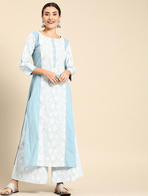 floral kurta palazzo set - 17014950 - Very Small Image - 1