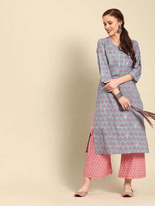 floral kurta palazzo set - 17014956 - Very Small Image - 1