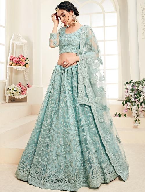 tonal embroidered panelled lehenga - 17015105 - Very Small Image - 1