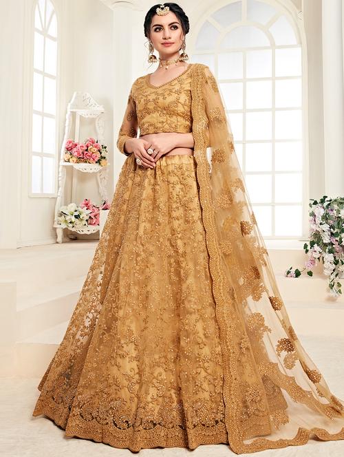 tonal embroidered panelled lehenga - 17015106 - Very Small Image - 1