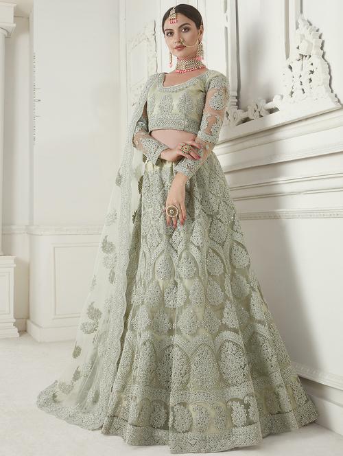tonal embroidered panelled lehenga - 17015108 - Very Small Image - 1