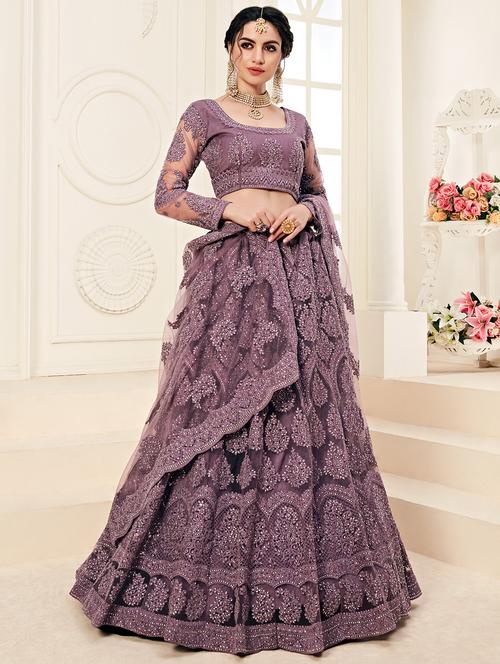 tonal embroidered panelled lehenga - 17015109 - Very Small Image - 1