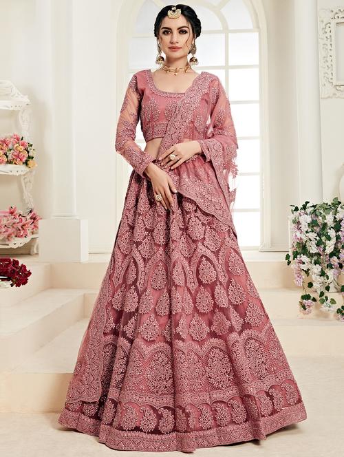 tonal embroidered panelled lehenga - 17015110 - Very Small Image - 1