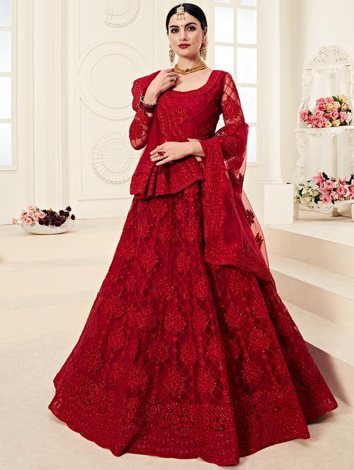 tonal embroidered panelled lehenga - 17015119 - Very Small Image - 1