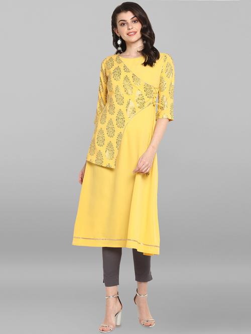 foil print a-line kurta - 17015272 - Very Small Image - 1