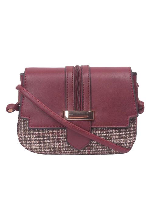 maroon leatherette (pu) sling bag - 17015343 - Very Small Image - 1