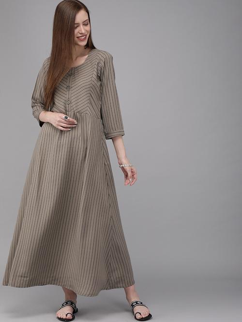 round neck striped maxi dress - 17015386 - Very Small Image - 1