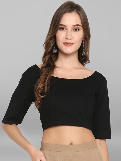 round neck solid blouse - 17015391 - Very Small Image - 1