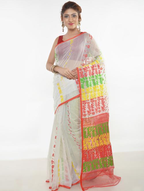 self design jamdani saree - 17016219 - Very Small Image - 1