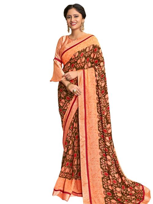 ikat printed saree with blouse - 17016439 - Very Small Image - 1