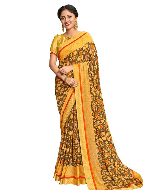 ikat printed saree with blouse - 17016441 - Very Small Image - 1