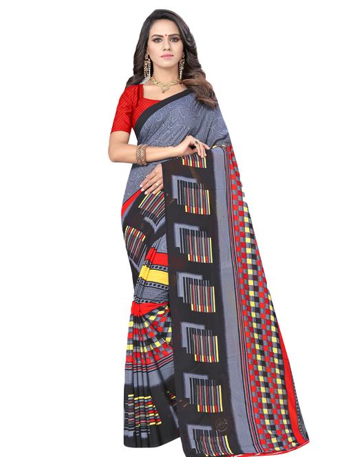geometric printed saree with blouse - 17016660 - Very Small Image - 1