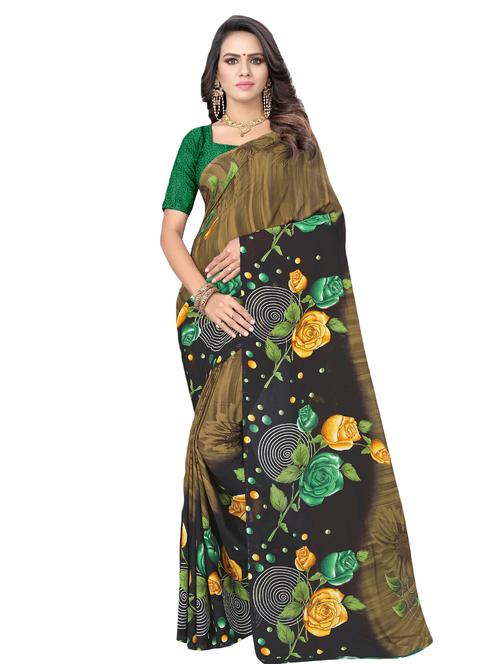 floral printed saree with blouse - 17016661 - Very Small Image - 1