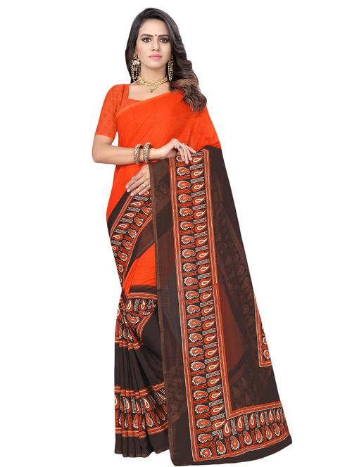 check printed saree with blouse - 17016670 - Very Small Image - 1