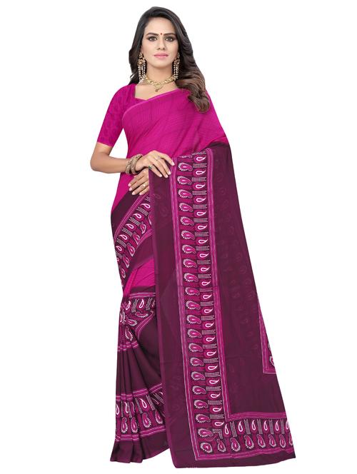 check printed saree with blouse - 17016671 - Very Small Image - 1