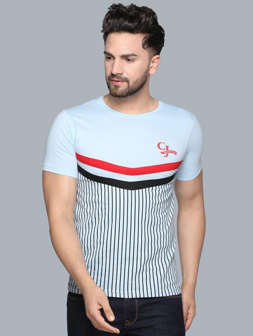 light blue striped taped t-shirt - 17017220 - Very Small Image - 1