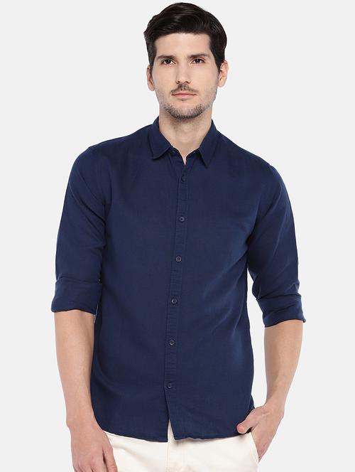 navy blue solid casual shirt - 17018187 - Very Small Image - 1