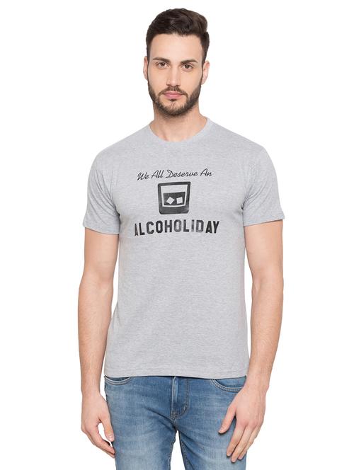 grey typographic chest print t-shirt - 17018237 - Very Small Image - 1