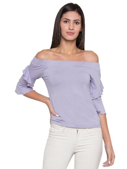 off shoulder solid top - 17018299 - Very Small Image - 1