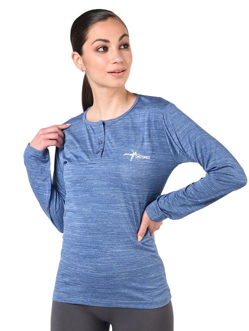 long sleeved melange henley tee - 17018426 - Very Small Image - 1