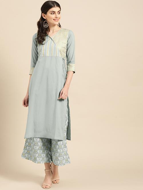 striped kurta palazzo set - 17019435 - Very Small Image - 1