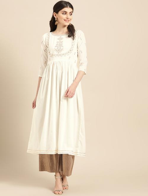 zari yoke a-line kurta - 17019440 - Very Small Image - 1