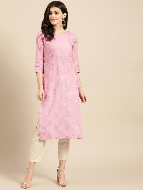 printed straight kurta - 17019444 - Very Small Image - 1