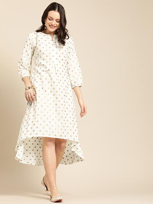 notch neck polka dot high low dress - 17019466 - Very Small Image - 1