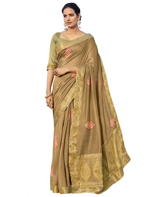 self design printed saree with blouse - 17020191 - Very Small Image - 1