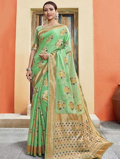 floral paithani saree with blouse - 17020231 - Very Small Image - 1