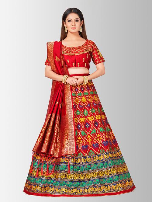 self design panelled lehenga - 17020480 - Very Small Image - 1