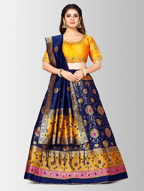 self design panelled lehenga - 17020487 - Very Small Image - 1