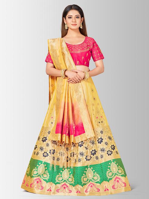 self design panneled lehenga - 17020549 - Very Small Image - 1