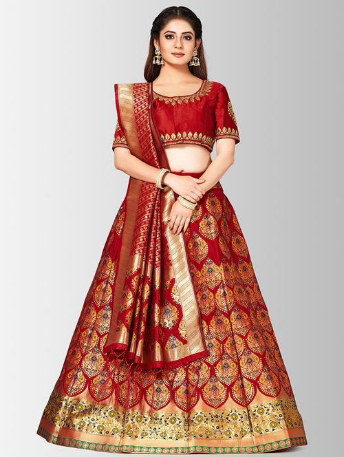 self design panneled lehenga - 17020577 - Very Small Image - 1