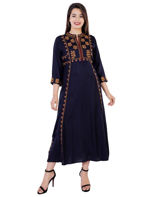 embroidered layered kurta - 17022145 - Very Small Image - 1