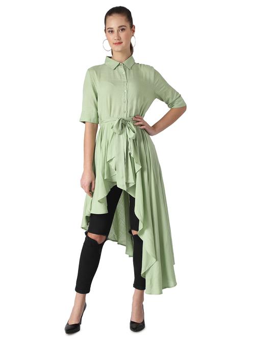 tie front asymmetric tunic - 17022276 - Very Small Image - 1
