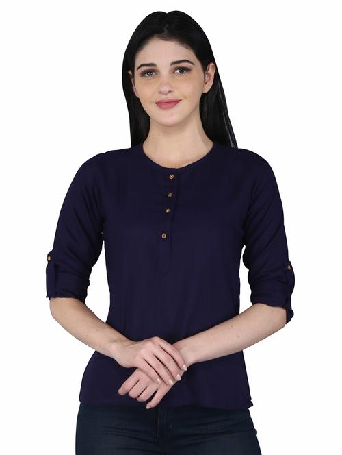 round neck solid top - 17022756 - Very Small Image - 1