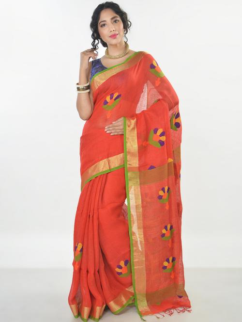 embroidered handloom saree - 17023662 - Very Small Image - 1
