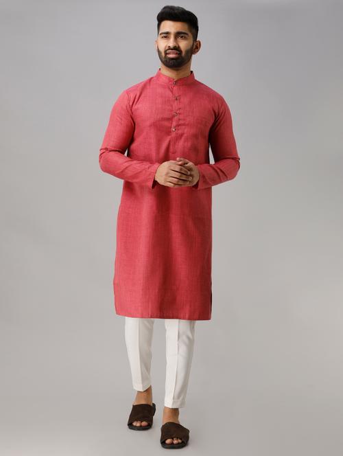mandarin neck solid kurta - 17023766 - Very Small Image - 1