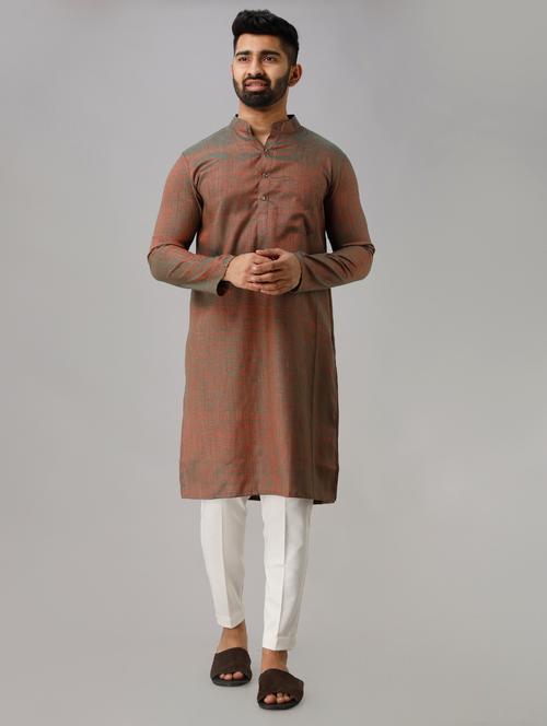 mandarin neck solid kurta - 17023770 - Very Small Image - 1