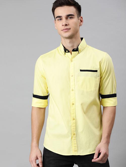 yellow solid casual shirt - 17024365 - Very Small Image - 1