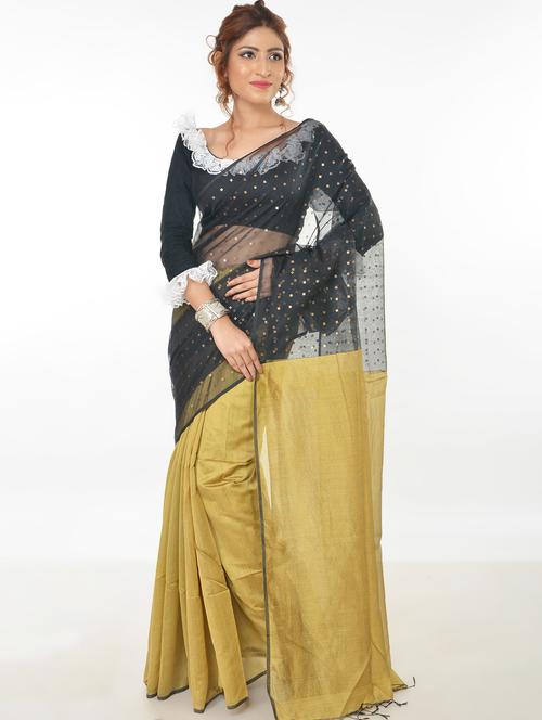 half & half handloom saree - 17024558 - Very Small Image - 1