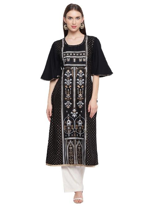 flared sleeves straight kurta - 17024638 - Very Small Image - 1