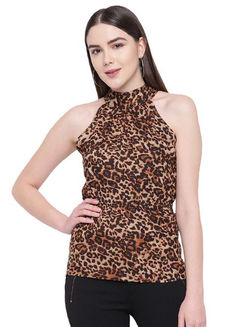 halter neck animal print top - 17025537 - Very Small Image - 1