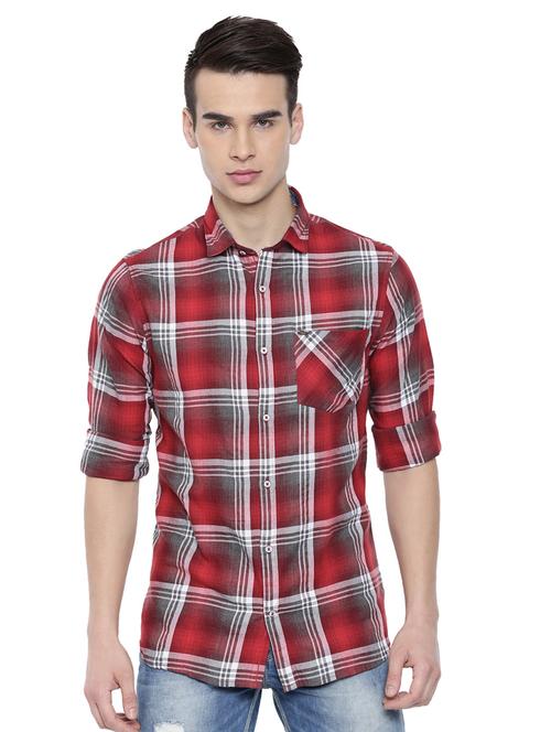 red checkered casual shirt - 17027658 - Very Small Image - 1